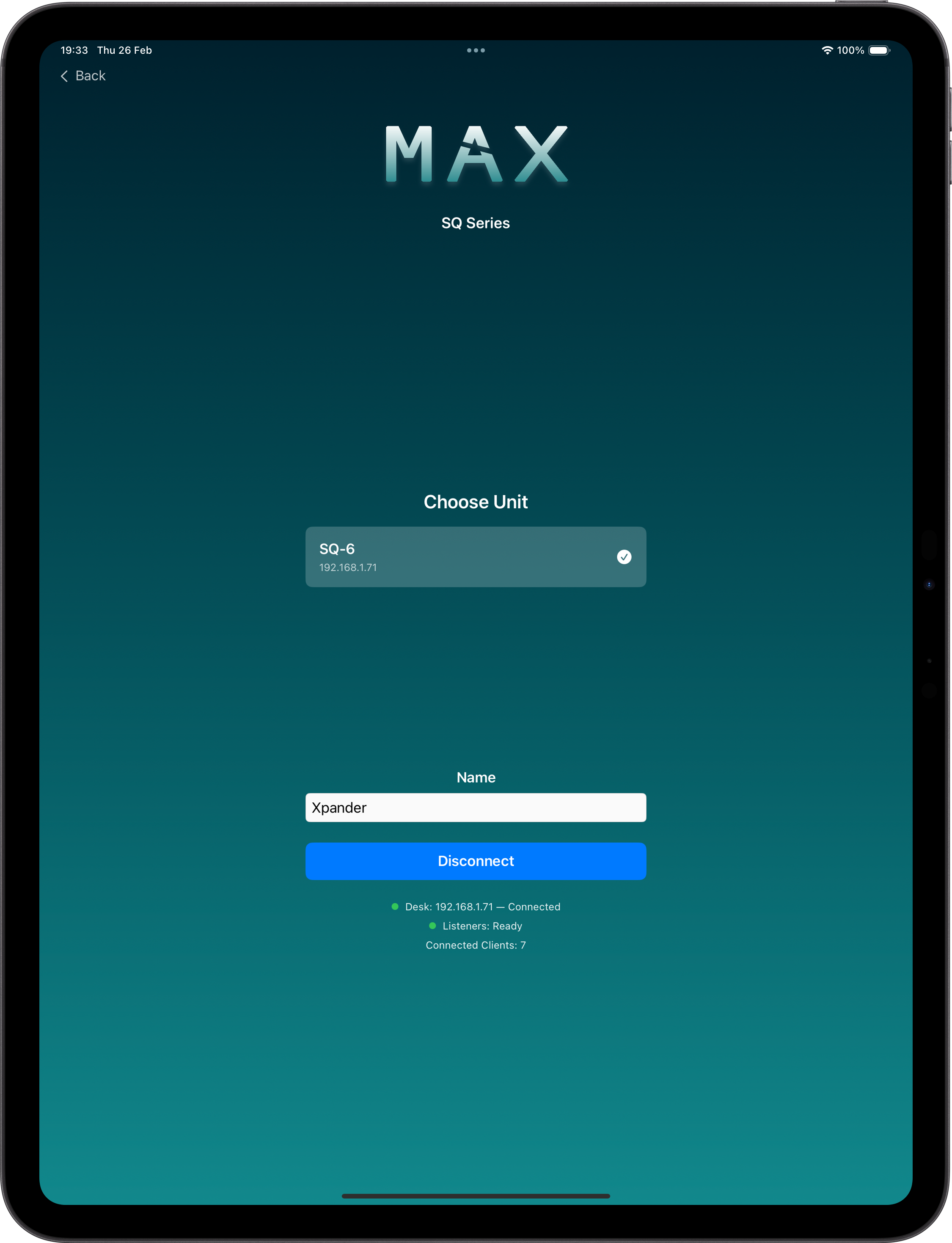 MixAppXpander on iPad